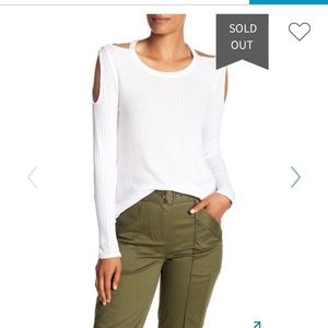 Chaser Cold Shoulder Waffle Knit Tee